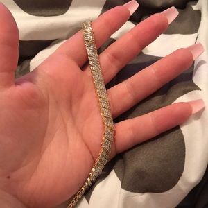 Gold Tone 0.25ct Diamond Wave Link Tennis Bracelet